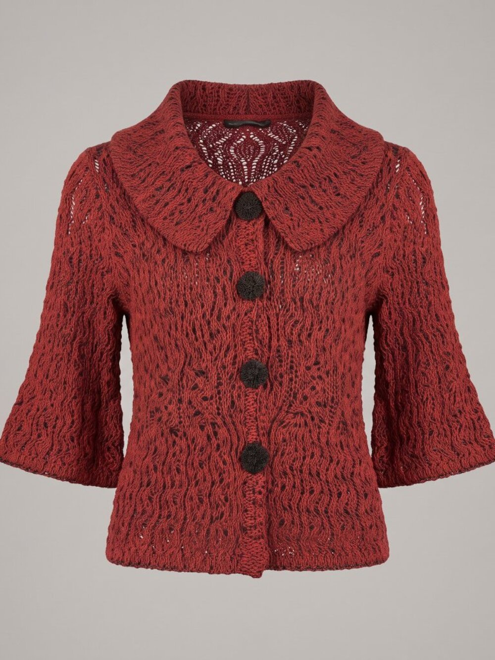 ZoZo Rusty Peach Open Knit Cardigan Size XL 3/4 Sleeve, Grandmacore